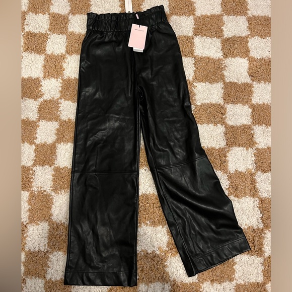 Avec Les Filles Anthropologie Vegan Leather Wide Leg Trousers XS/S - Picture 3 of 10